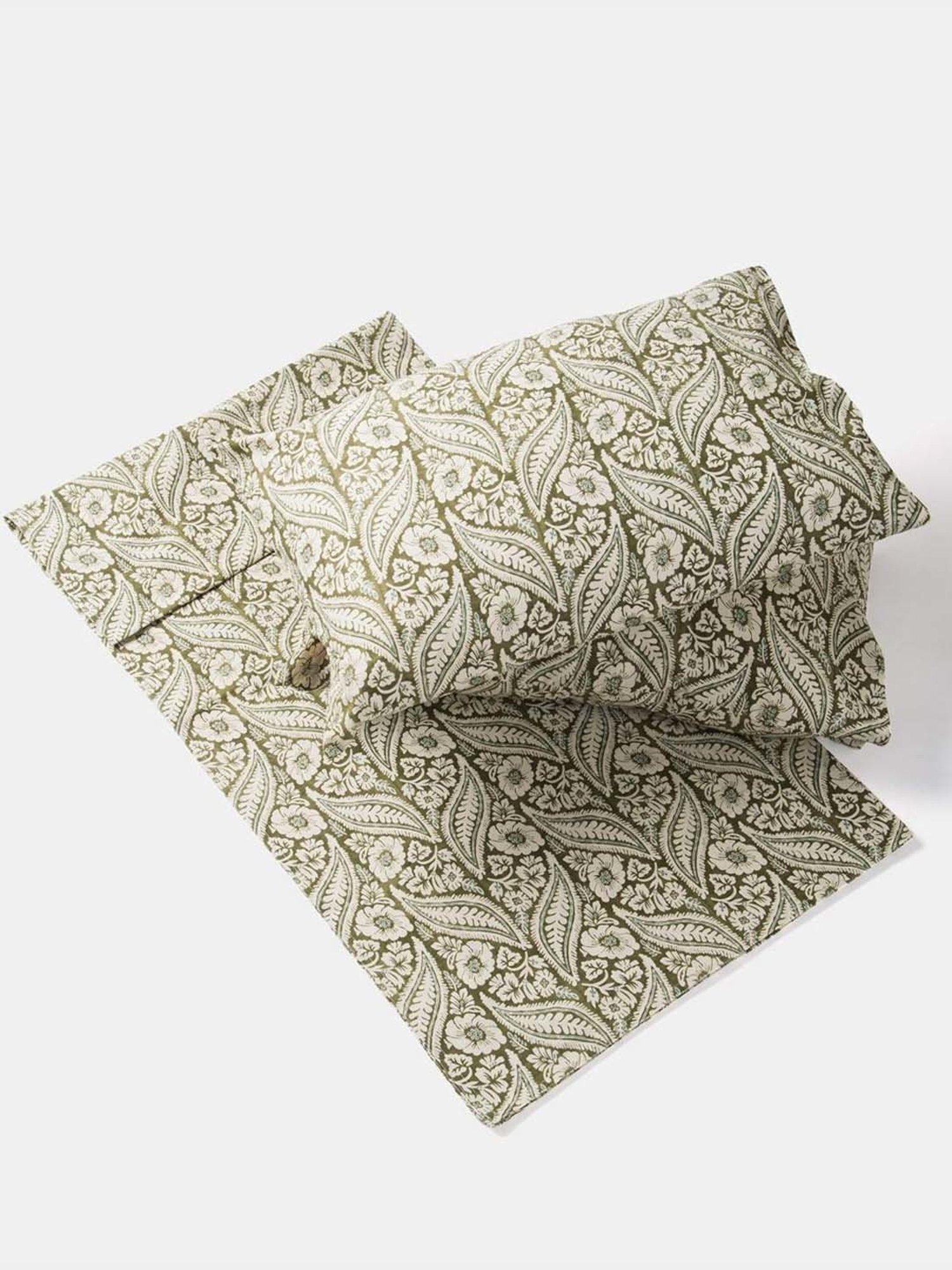 Fabindia Home Standalone Grey Cotton 118 TC Printed Double Bedsheet With 2 Pillow Cover