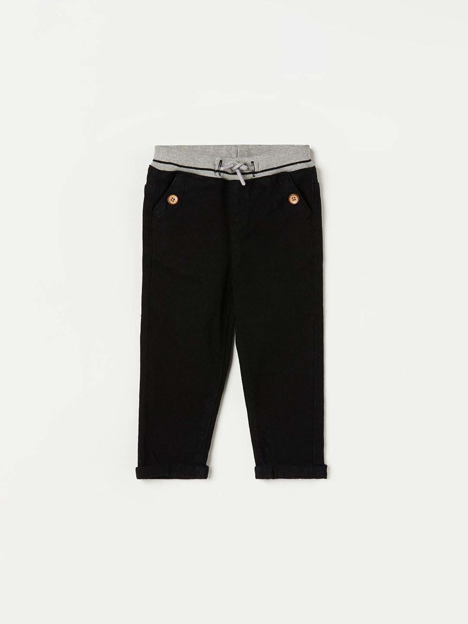 Juniors by Lifestyle Boys Black Cotton Solid Jeans