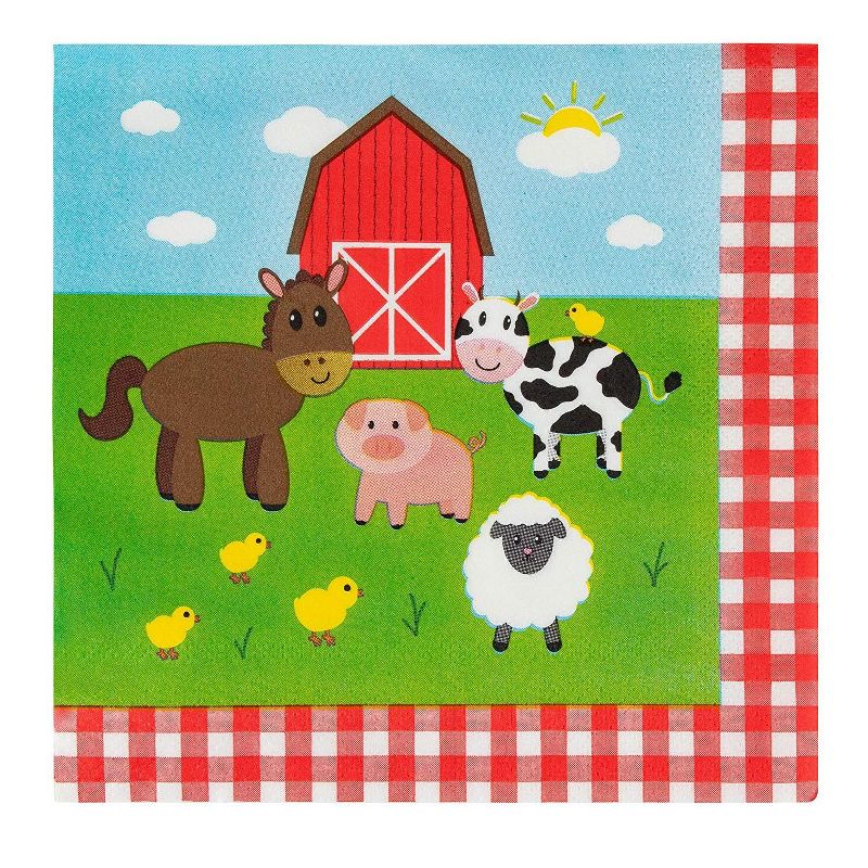 Blue Panda 150-Pack Luncheon Paper Napkins Disposable Farm Animals Party Supplies for Kids