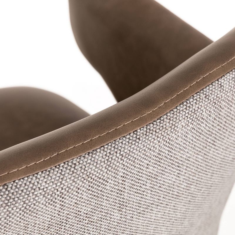 Set of 2 Mixing Leatherette Gray Fabric Barstools Dark Brown - Glitzhome