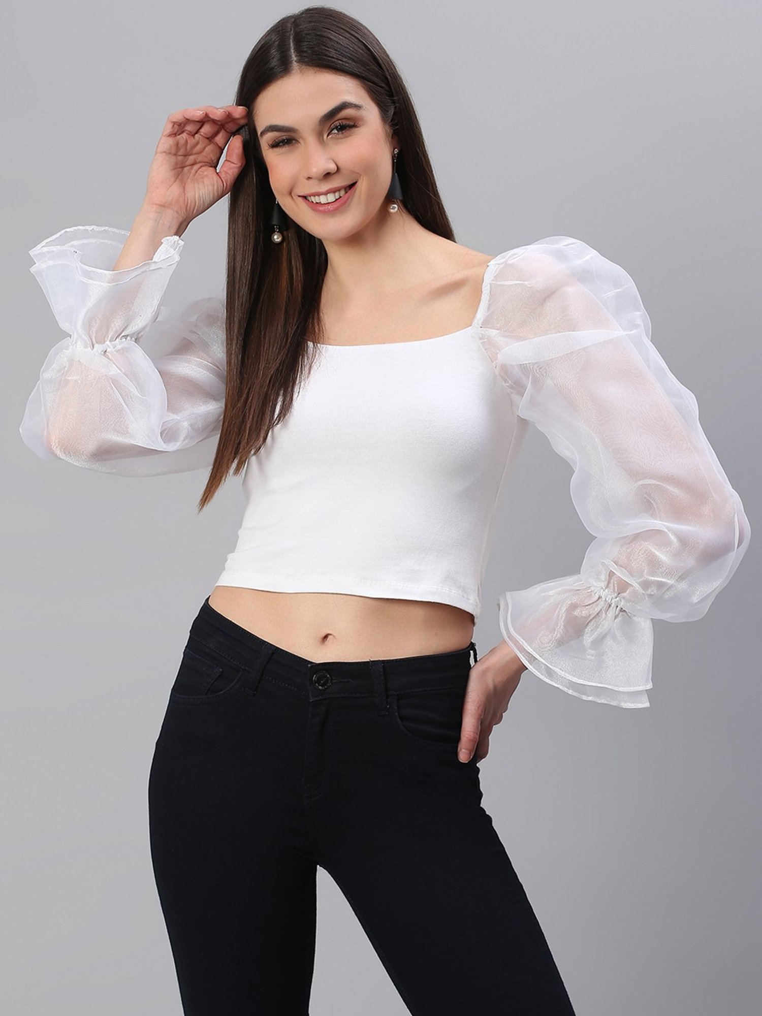 Cation White Crop Top