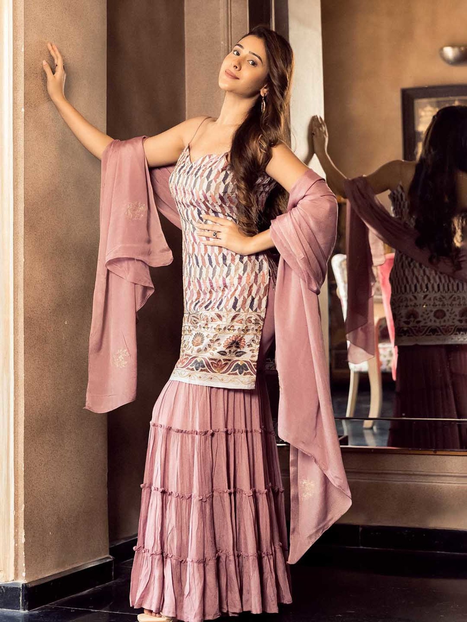 AACHHO Mauve Maryam Georgette Sharara Set