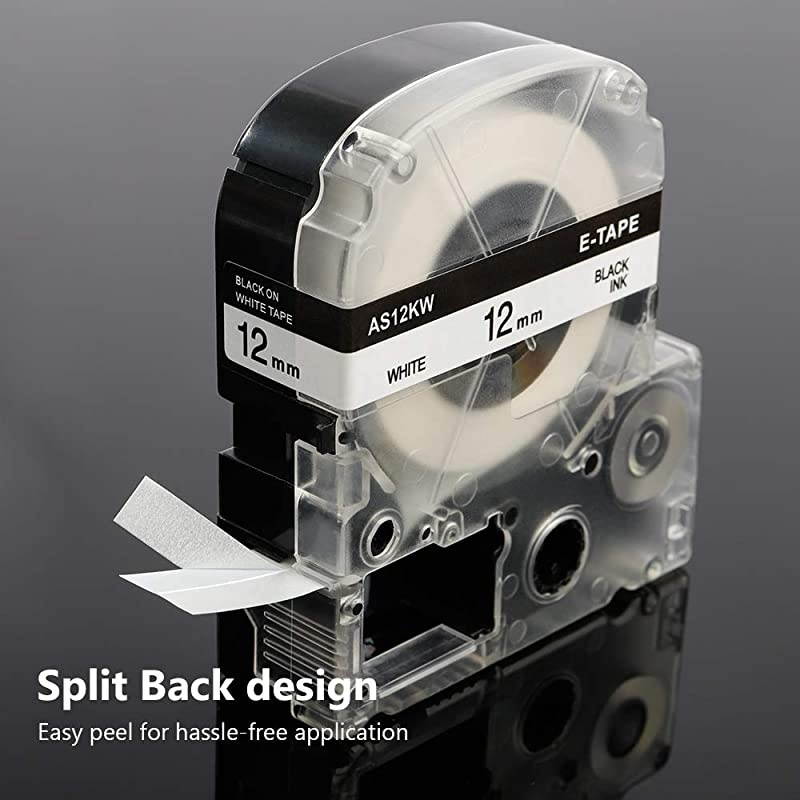 Compatible Label Tape Replacement for Epson LK4WBN SS12KW Label Tape Cartridges 12 Standard LK LC Black on White Tape for Epson LabelWorks LW400 LW300 LW600P Label Printer3Pack