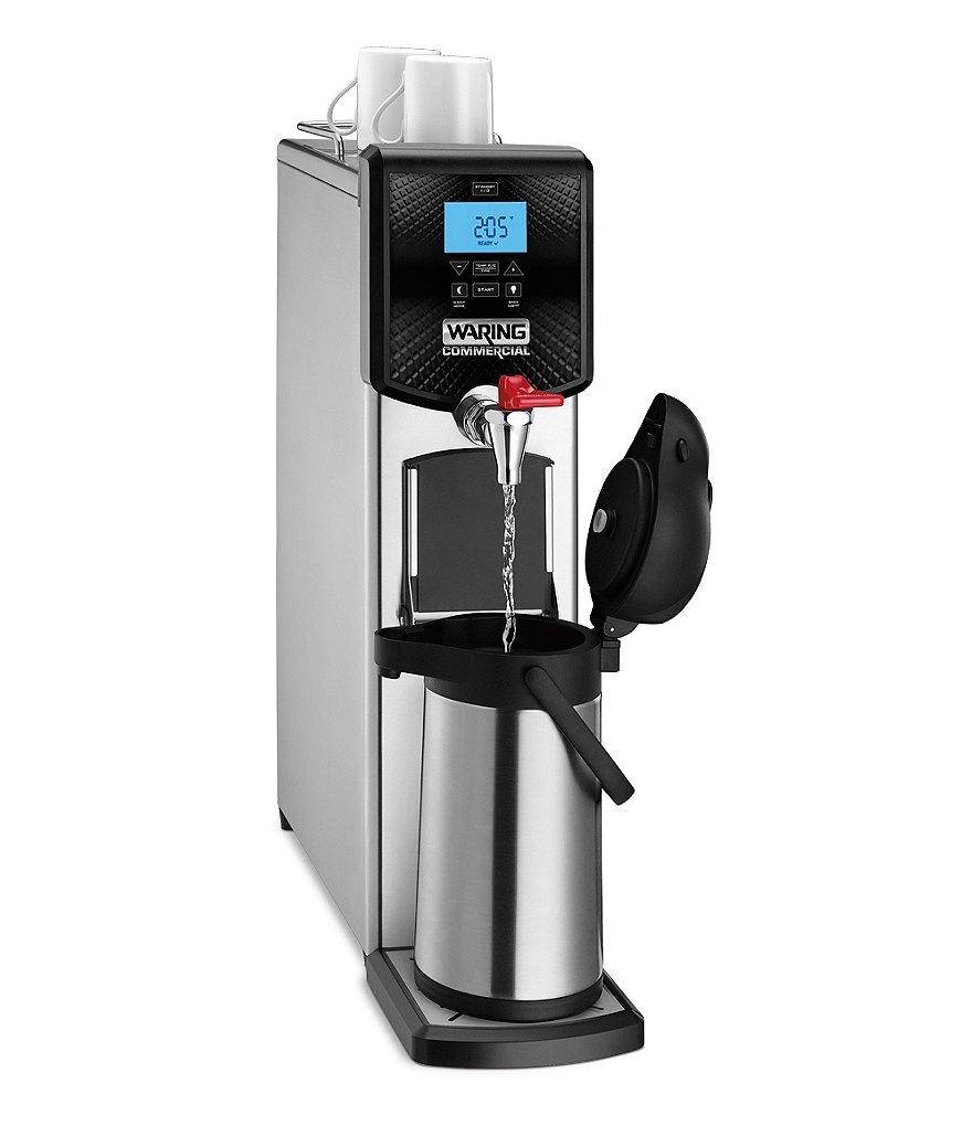 Waring Commercial 5-Gallon Countertop Stainless Steel Auto-Refill Programmable Hot Water Dispenser with LCD Display, 120V