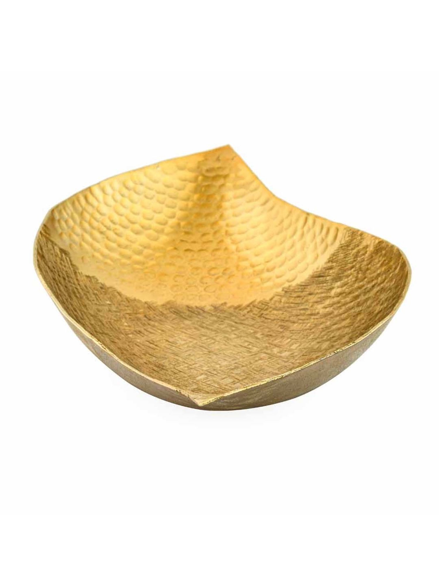 @home Nilkamal Gold Aluminium Criss Cross Decorative Platter