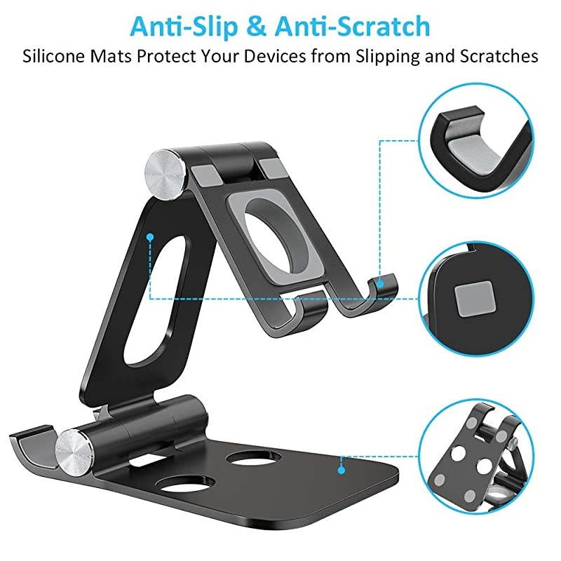 Tablet Stand Double Foldable Phone Stand Tablet Holder Iwatch Cradle Desktop Stands Compatible with Phone 11 Pro Xs Xs Max Xr X 8 7 6 6s Plus iPad Tablets 710quot Black