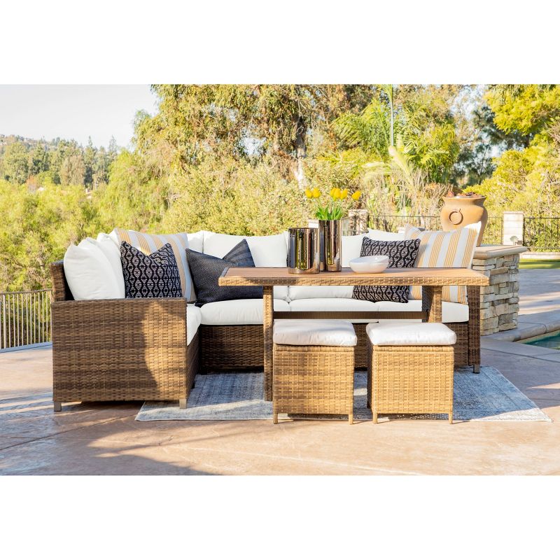 Milano 5pc Outdoor Wicker Sofa Dining Set - Brown - Coaster