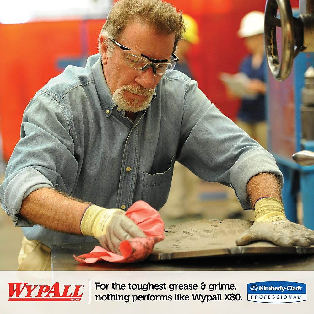 WYPALL X80 Wipers, 1/4-Fold, HYDROKNIT, 12 1/2 x 13, Red