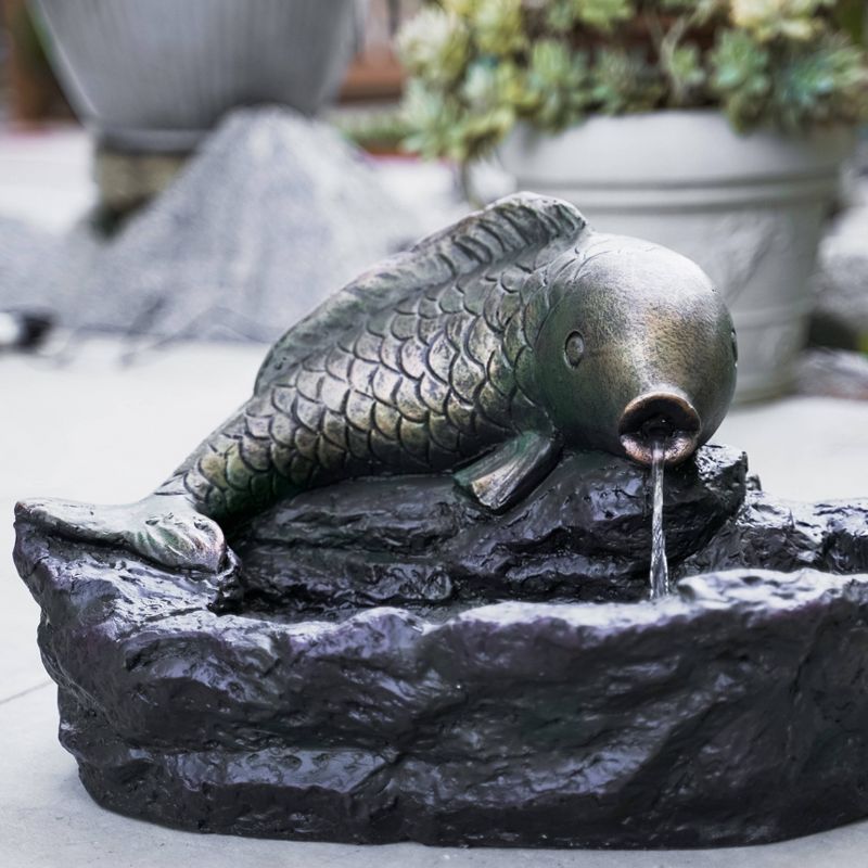 12" Outdoor Fish Water Fountain Gray - XBrand