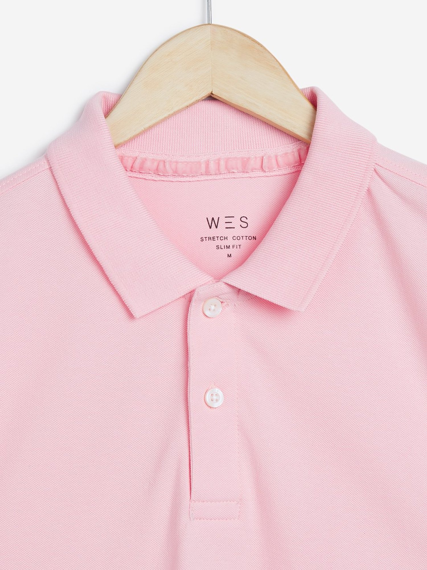 WES Casuals by Westside Light Pink Slim-Fit Polo T-Shirt