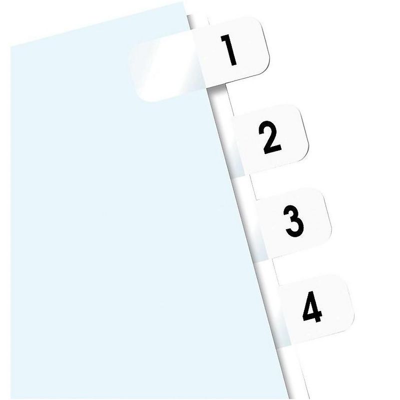 Redi-Tag Side-Mount Self-Stick Plastic Index Tabs Nos 1-10 1 inch White 104/Pack 31001