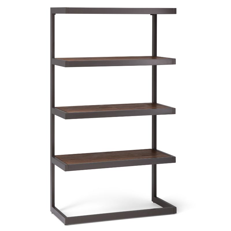 66"x36" Cecilia Solid Acacia Wood Bookshelf Rustic Natural Aged Brown - WyndenHall
