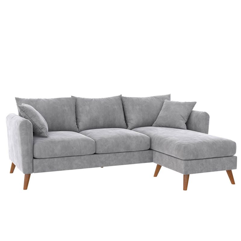 Magnolia Velvet Pillow Back Sectional Light Gray - Novogratz