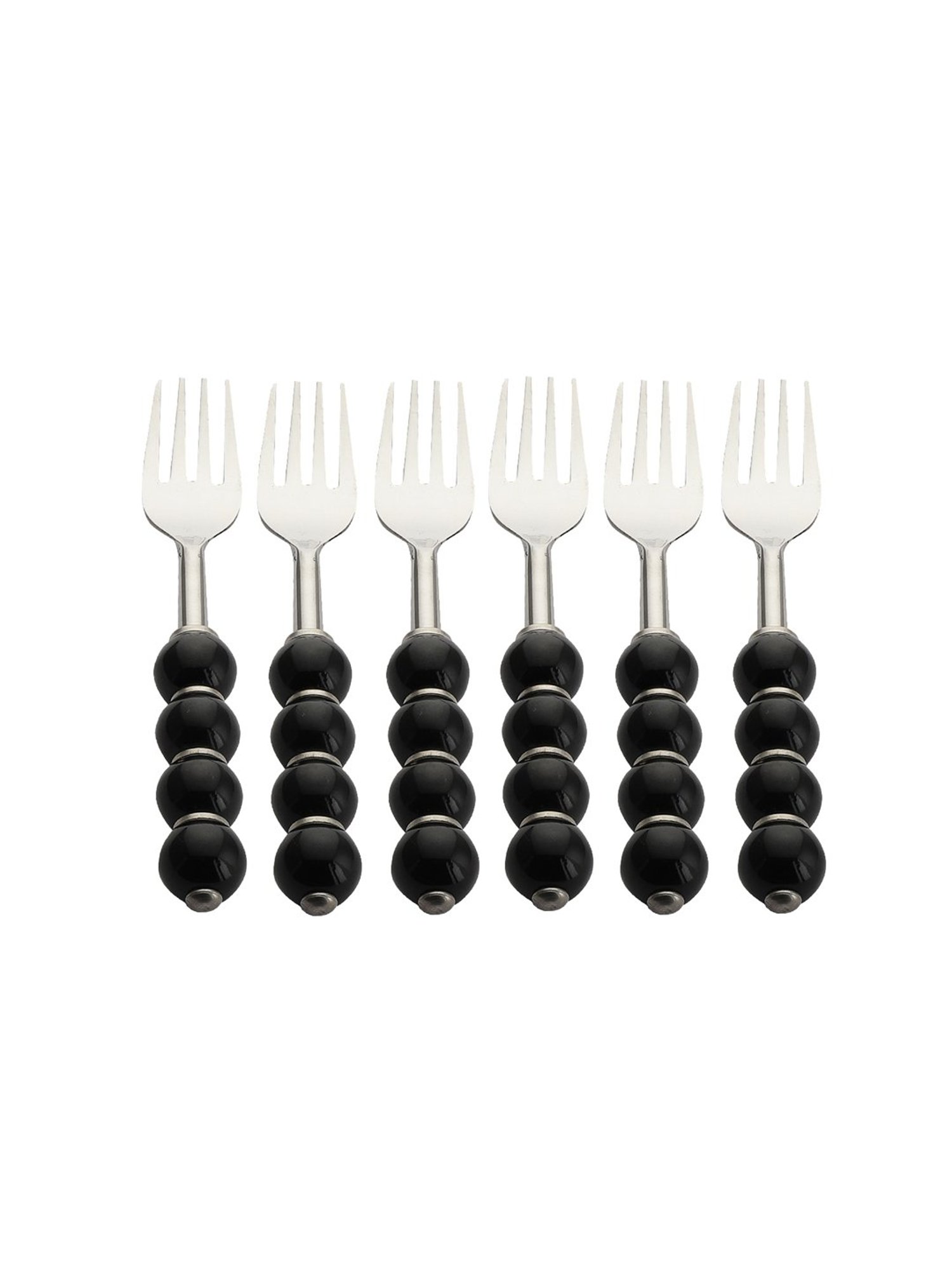 VarEesha Black Steel Forks - Set of 6