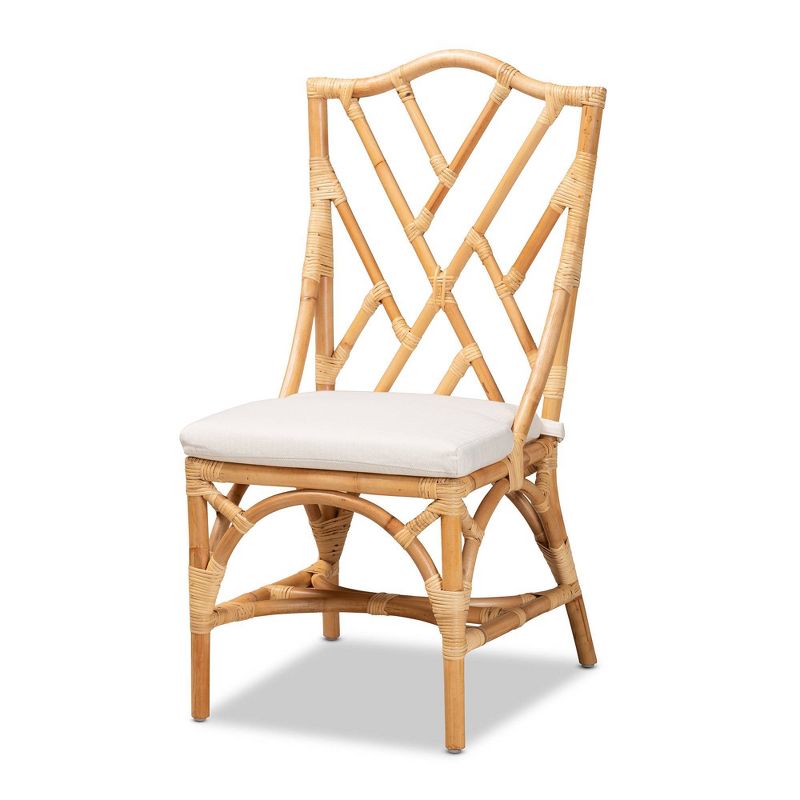 Sonia Rattan Chair Natural/White - Baxton Studio
