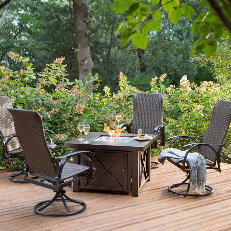 Square Powder Coated Steel Propane Fire Pit - Brown - AZ Patio Heaters