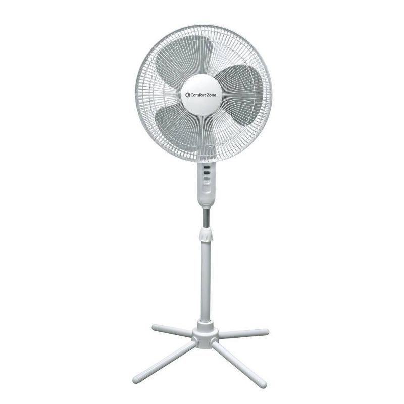 Comfort Zone 16" Oscillating Stand Fan White