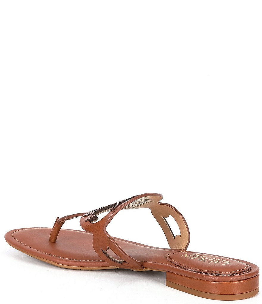 Lauren Ralph Lauren Audrie Leather Logo Thong Sandals