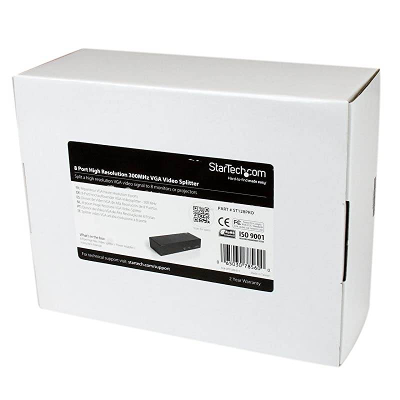 com 8 Port High Resolution VGA Video Splitter - 300 MHz - Video Splitter - 8 x VGA - Desktop - ST128PRO