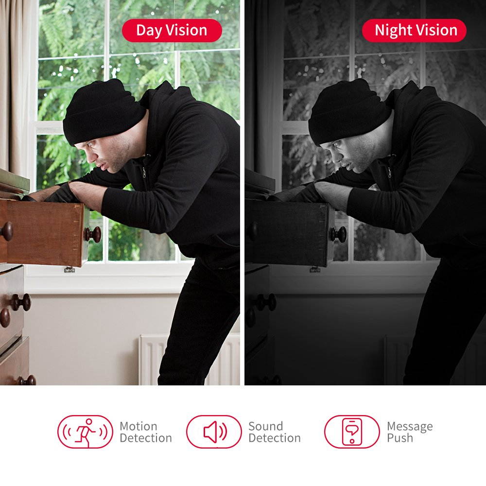 Foscam R2C WiFi Camera 1080P HD, Free Cloud Storage, Mutual Audio Dialogue,WiFi or Wired Connection, Motion/Sound Sensor, Pan/Tilt, Night Vision, IP Home Security Camera System, Black