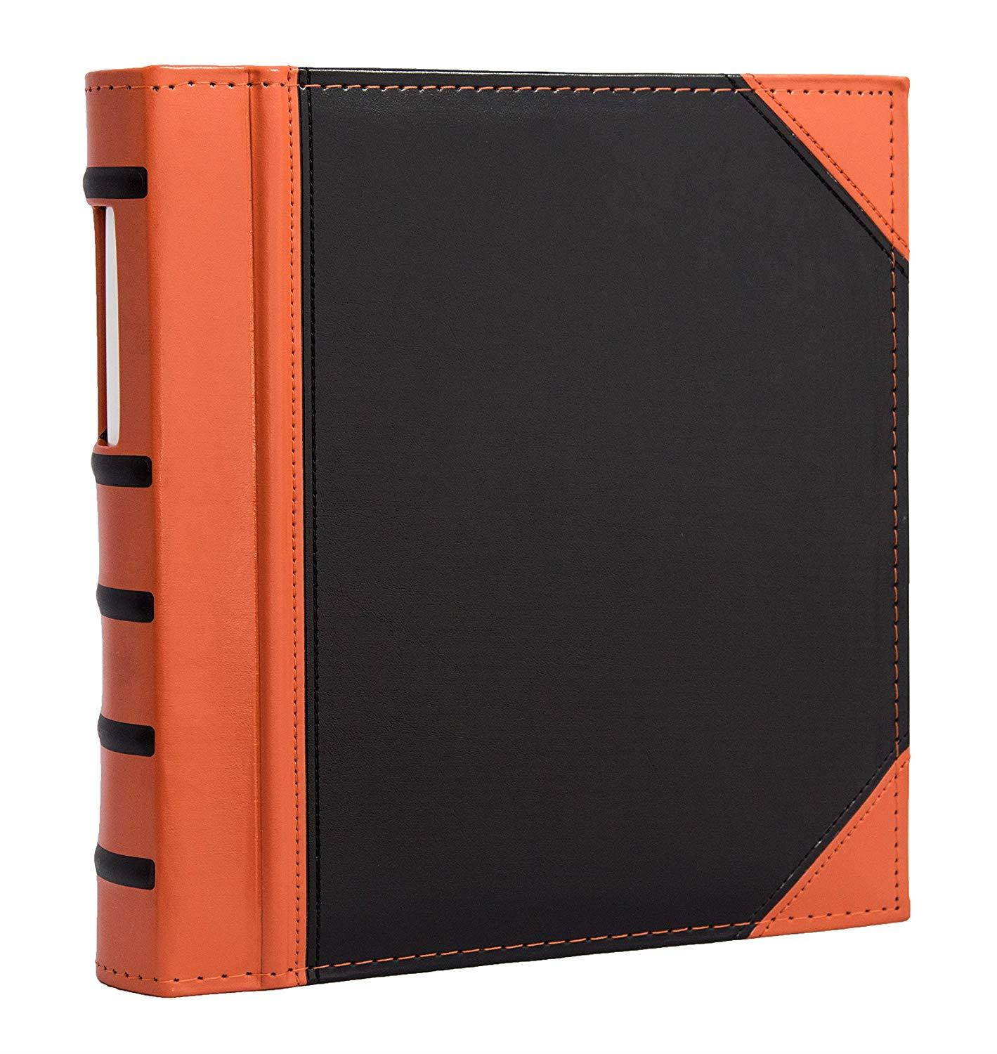 New Project Executive Binders, Heavy duty 3 ring stitched leatherette cover with ribbed spine and name tag insert on spine (ORANGE)
