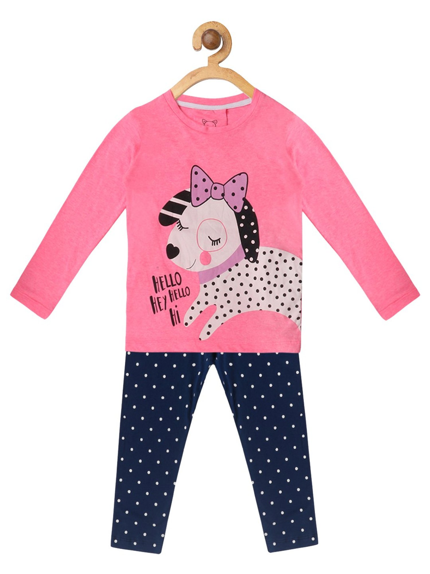 Berrytree Organic Girls Blue Cotton Clouds Print Night Suits