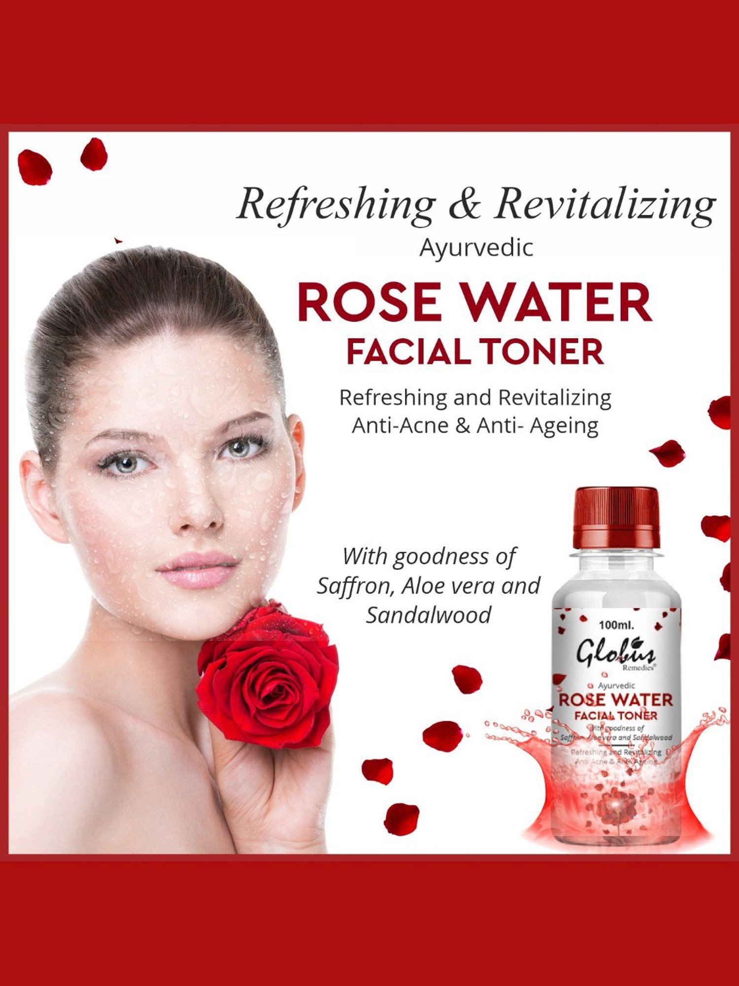 Globus Remedies Ayurvedic Rose Water Facial Toner - Pack of 2