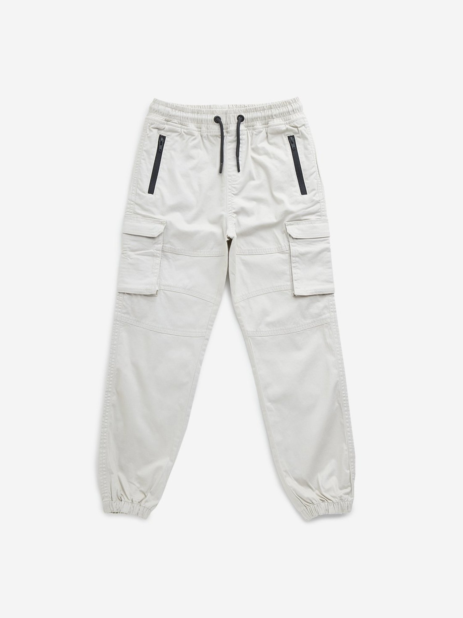 Y&F Kids by Westside Off-White Mid-Rise Cotton Blend Track Pants