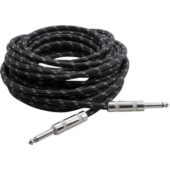 Pyle PCBL1F25 Premium Quality 25 Ft .25 in. To .25 in. Guitar-Amp-Instrument Cable with Fabric Shielding