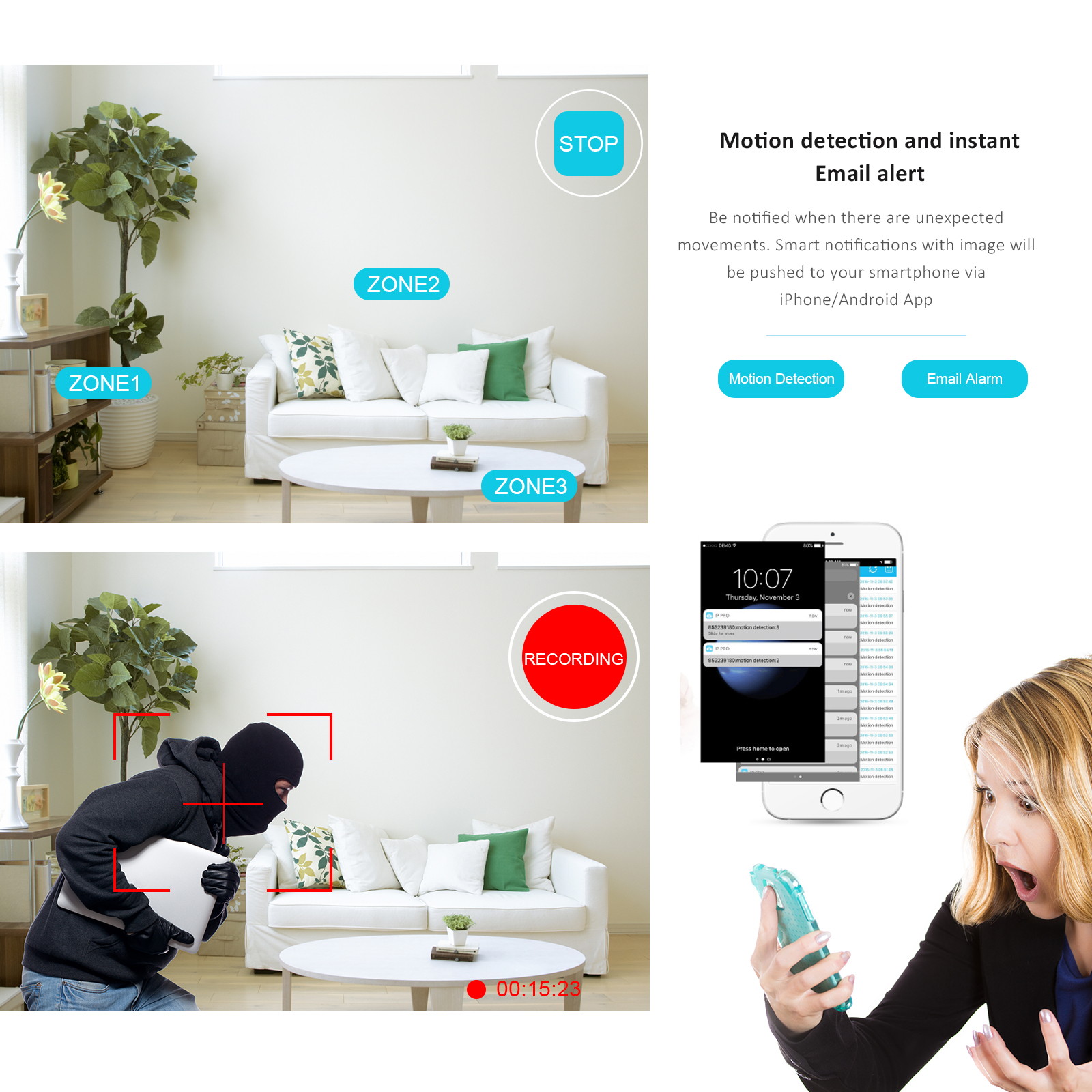 1080P Wireless Security Camera System,ANARN 8CH Wireless NVR System with 6pcs 1080P HD Security Camera and 2TB Hard Drive Pre-Installed,P2P Wireless Security System for Indoor and Outdoor Use