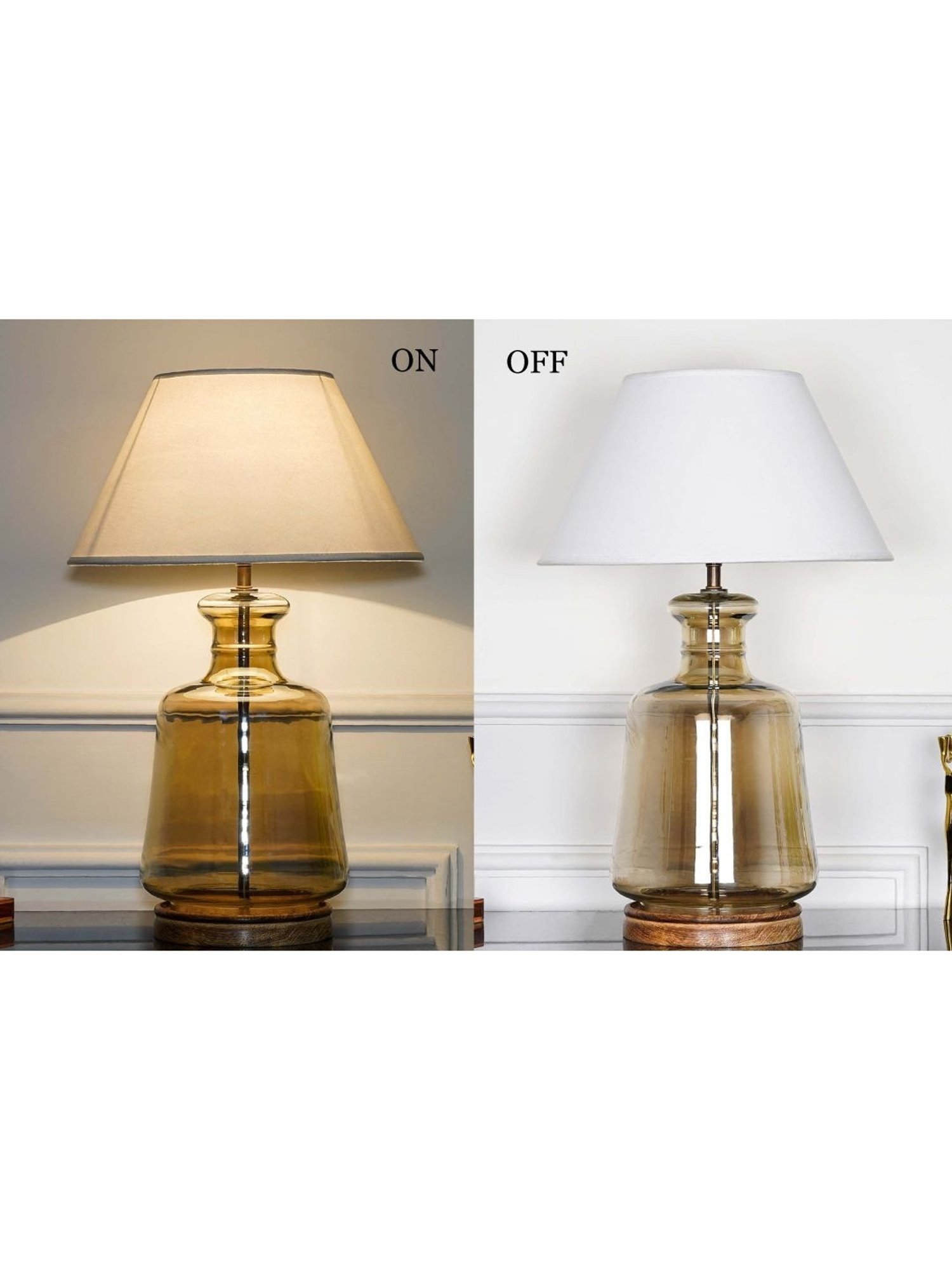 Kapoor Lamp Shades Smoke & Burnt Glass Paola & Cotton Shade Table Lamp