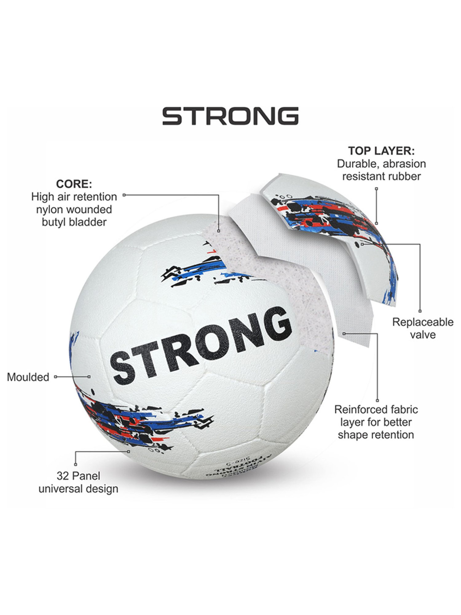 AIVIN Strong Moulded Football (White) Size - 5