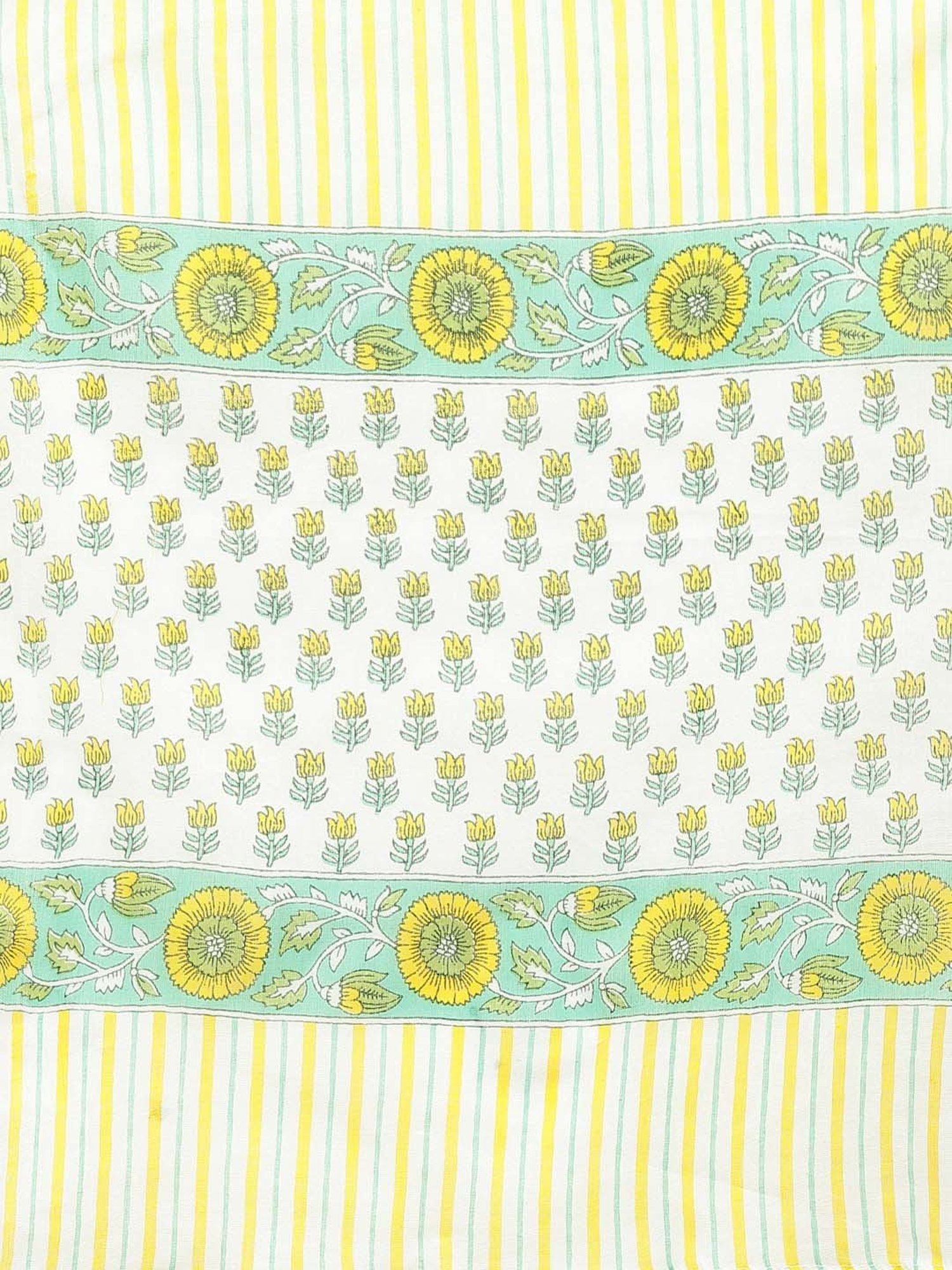 Stylum Sea Green & Yellow Floral Print Kurta & Pant Set With Dupatta