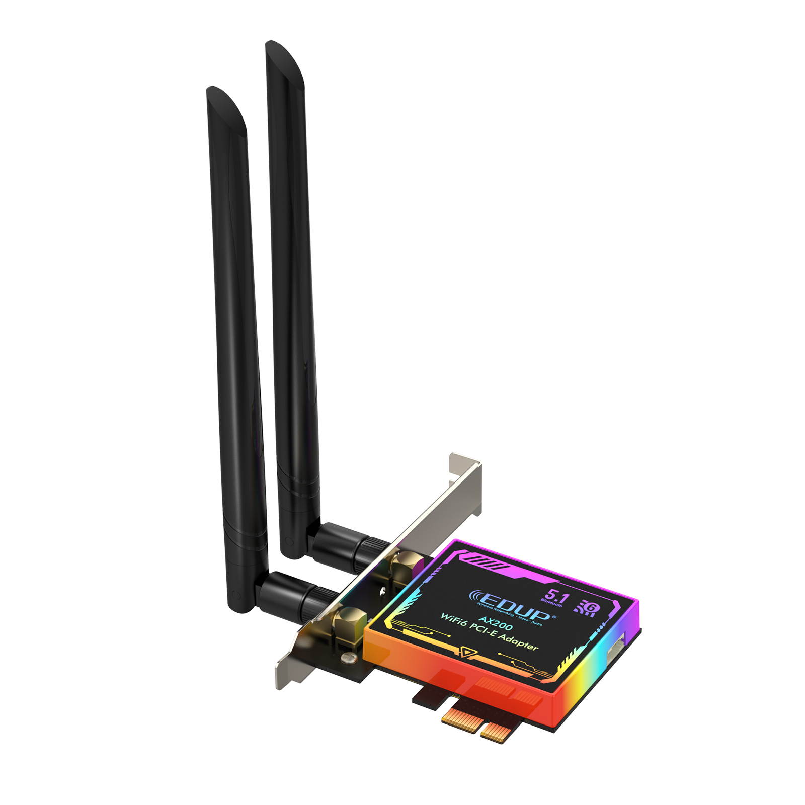 Wifi Adapter, EDUP PCI-E WiFi 6 AX200 AC 3000Mbps 802.11AX Network Card with Bluetooth 5.1 & Heat Sink Wireless PCI Express Wi-Fi Adapters With Colorful Breathing Light