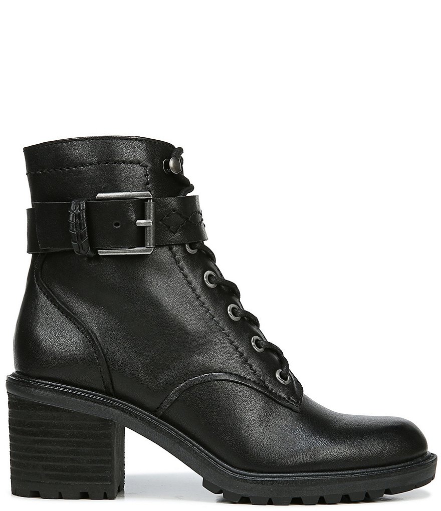 Zodiac Gemma Leather Buckle Strap Detail Lug Sole Block Heel Combat Booties