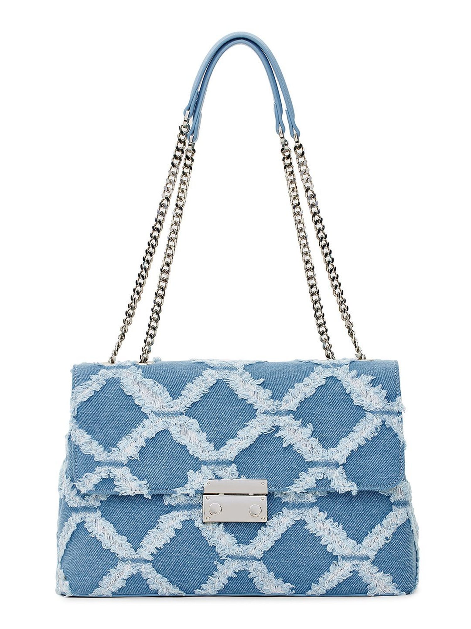 Miraggio Kristen Light Denim Medium Textured Shoulder Bag