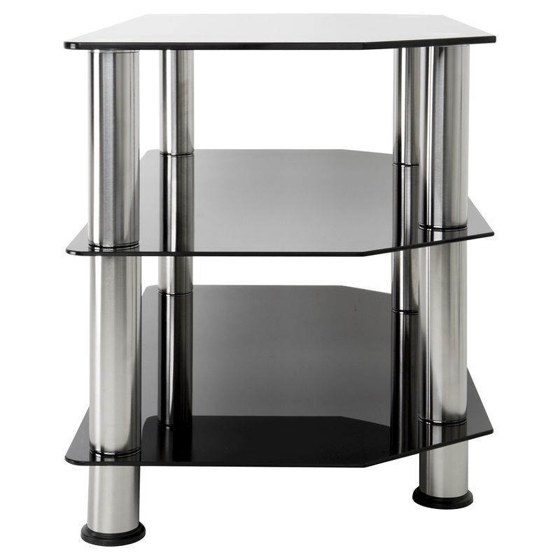 42" TV Stand with Glass Shelves - Silver/Black