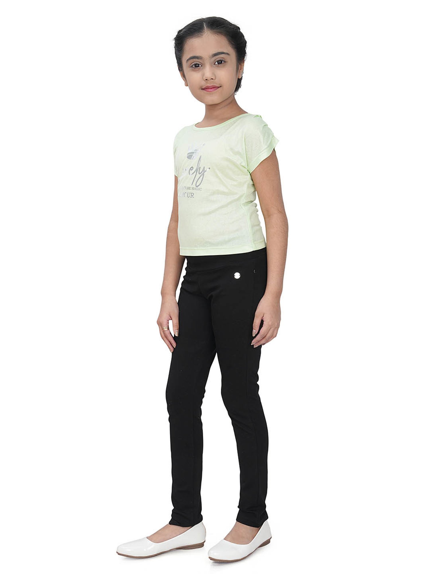 Tiny Girl Light Green Printed Top