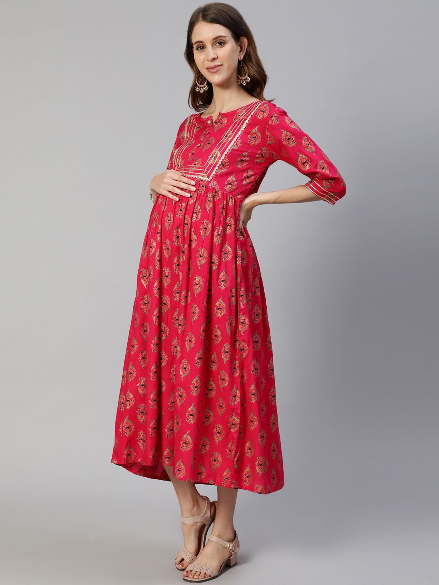 Anubhutee Red Print Maternity Dress