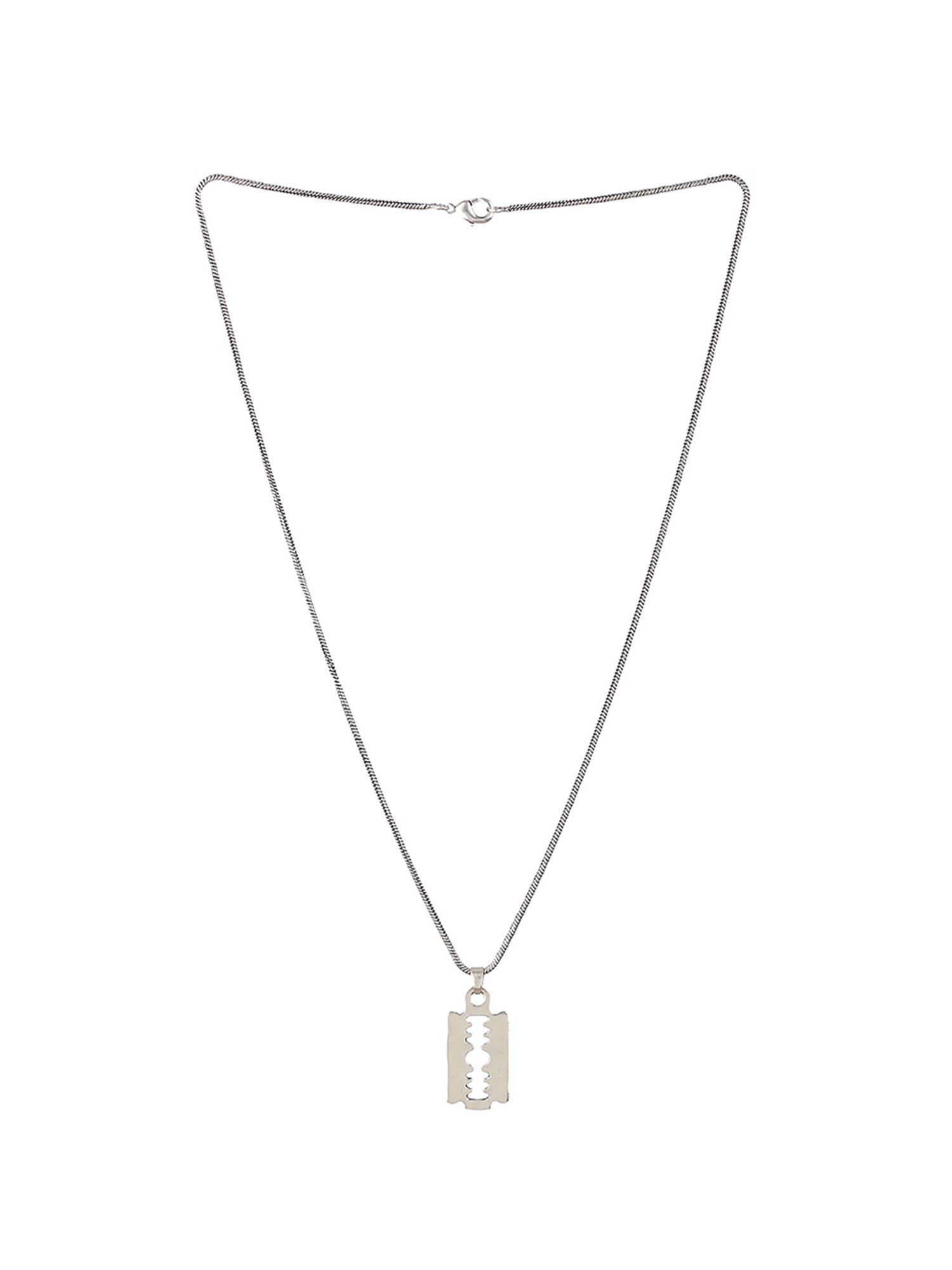 Bold by Priyaasi Shiny Blade Silver Casual Pendant With Chain for Men