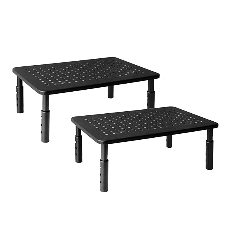 Metal Desk Dual Monitor Stand Riser, 3 Height Adjustable, 2 Packs