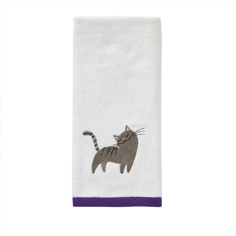 2pk Gray Cat Hand Towel Set White - SKL Home