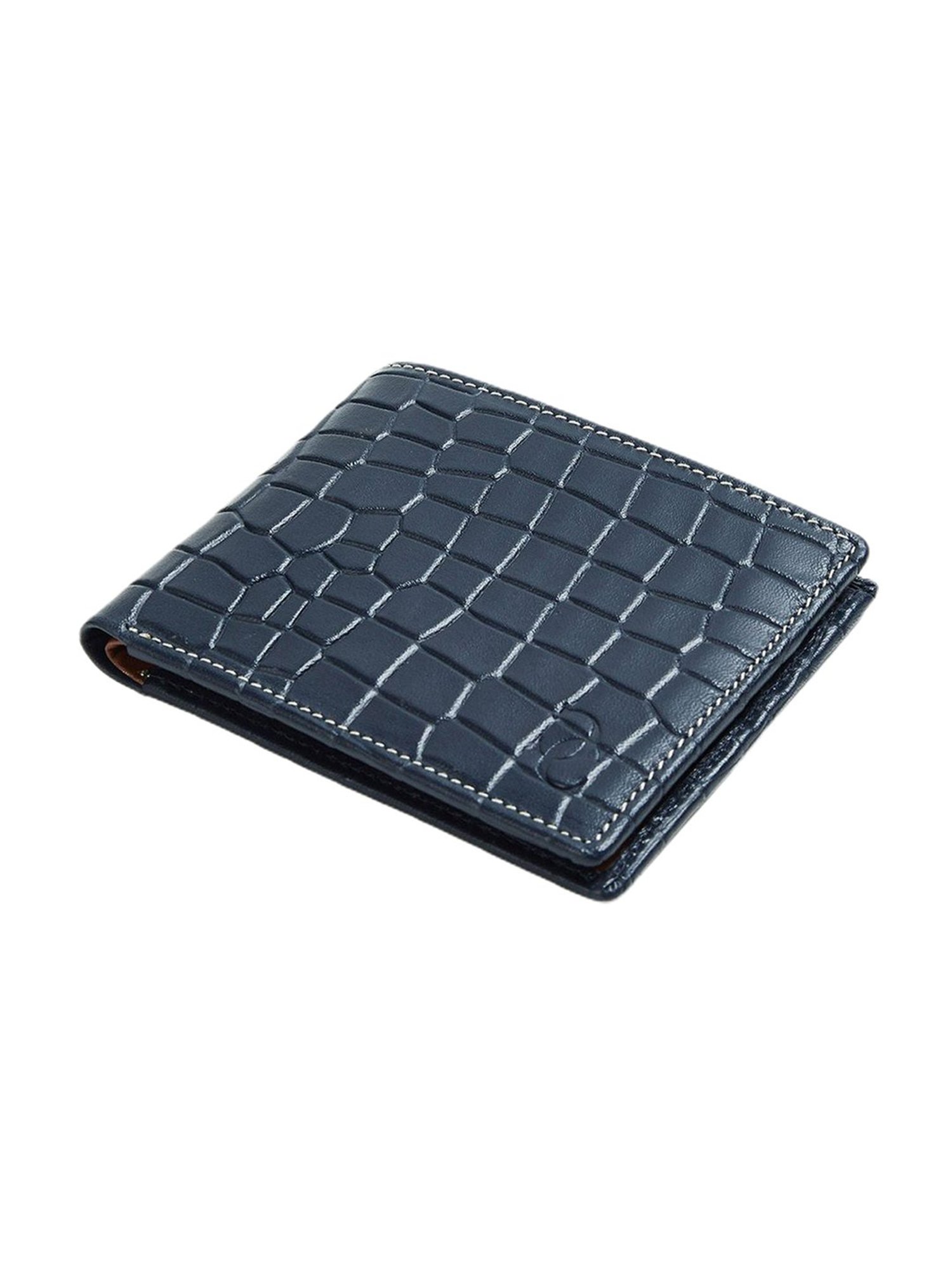 Code by Lifestyle Blue Leather Textured Bi-Fold Wallet for Men