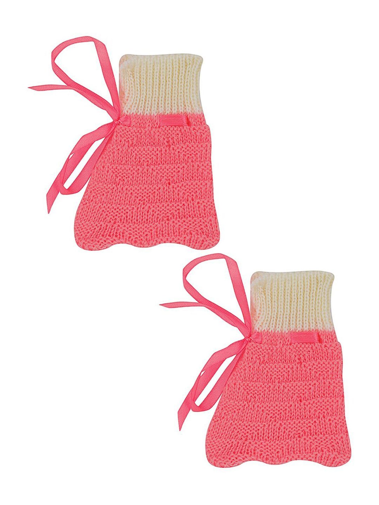 Little Angels Kids Pink & Cream Textured Pattern Full Sleeves Sweater Set