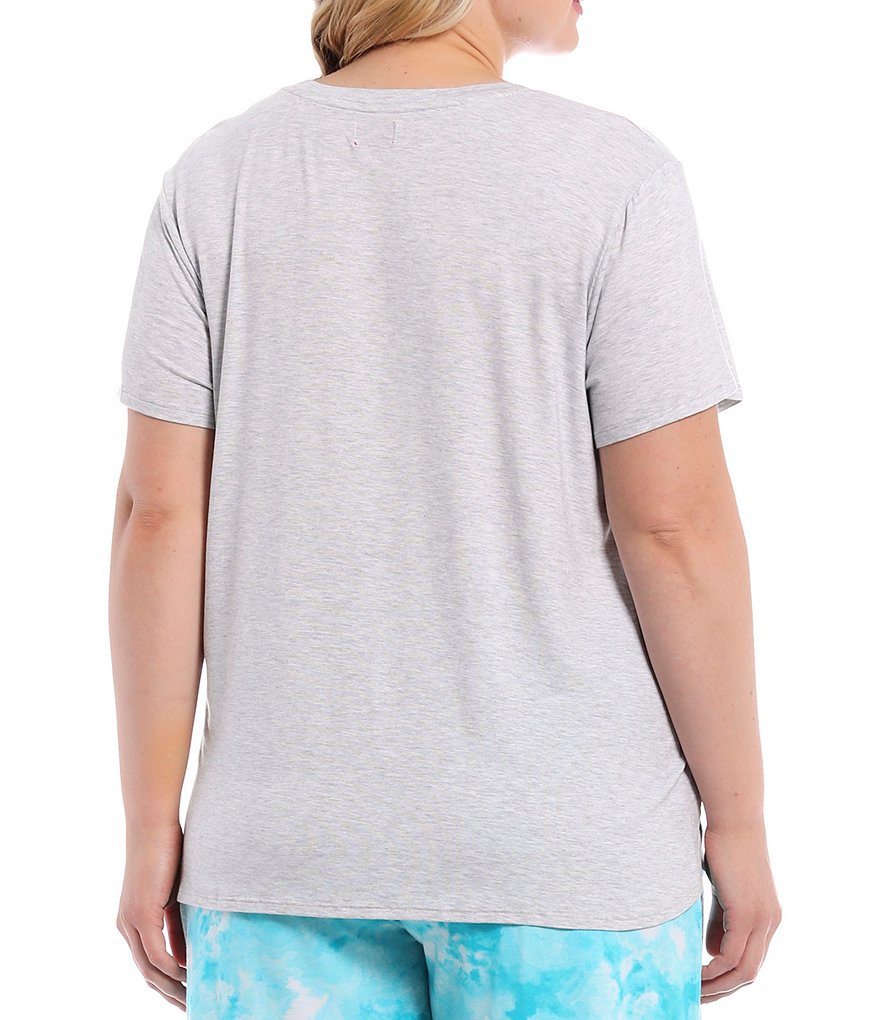 Peanuts Plus Size Snoopy & Woodstock #double;Be Happy#double; Screen Print Jersey Knit Sleep Tee