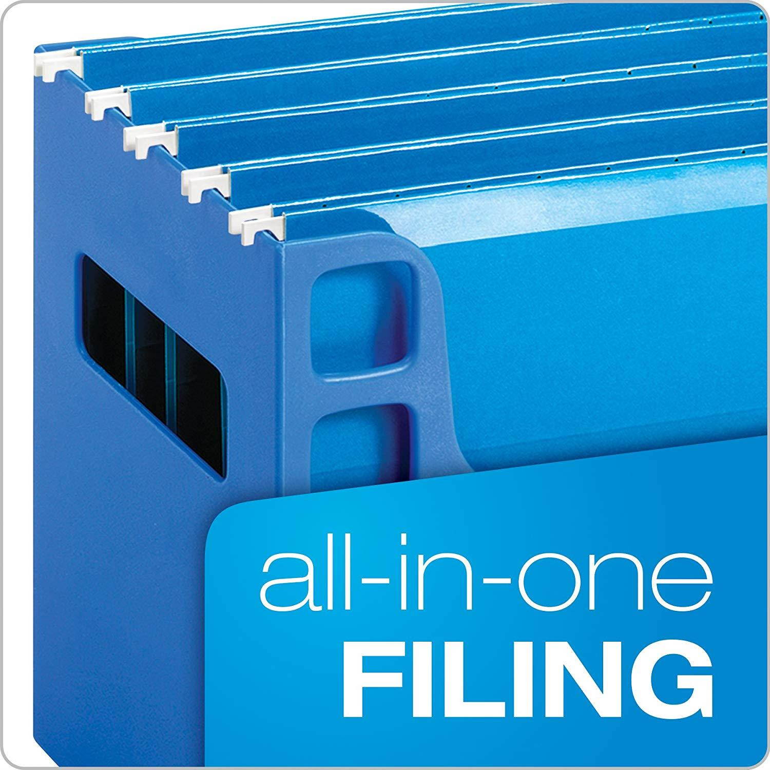 Pendaflex 23011 Desktop File w/Hanging Folders, Letter, Plastic, 12 1/4 x 6 x 9 1/2, Blue