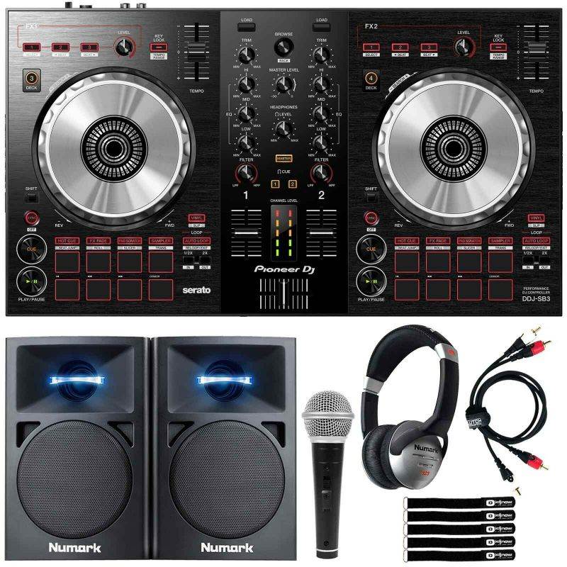 Pioneer DDJ-SB3 Serato DJ Controller Starter Package w/ Speakers + Headphones