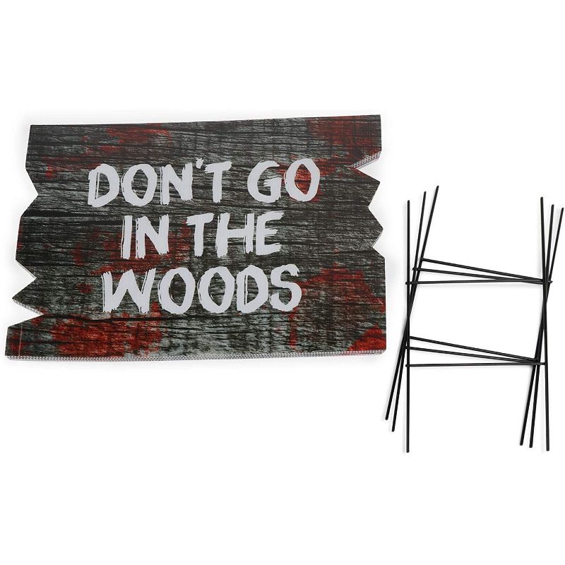 Spooky Central Set of 3 Halloween Yard Signs with Metal Stakes, Outdoor Decorations 16"x 12"