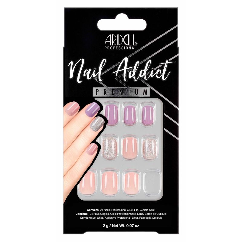 Ardell Nail Addict False Nails - Pastel Pink & Purple - 24ct