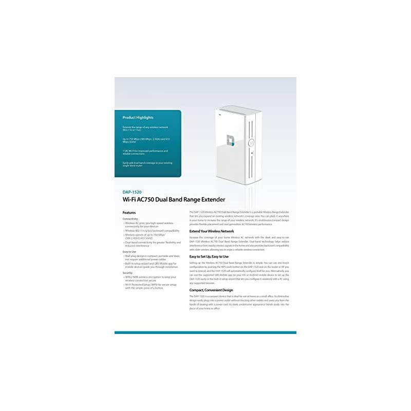 DAP1520 IEEE 80211n 750 Mbps Wireless Range Extender Renewed